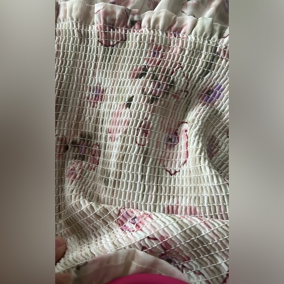 Never Worn! Black Tape Floral Mini Dress! Size:XL Color:Pink/Green on Taupe. - Picture 5 of 6